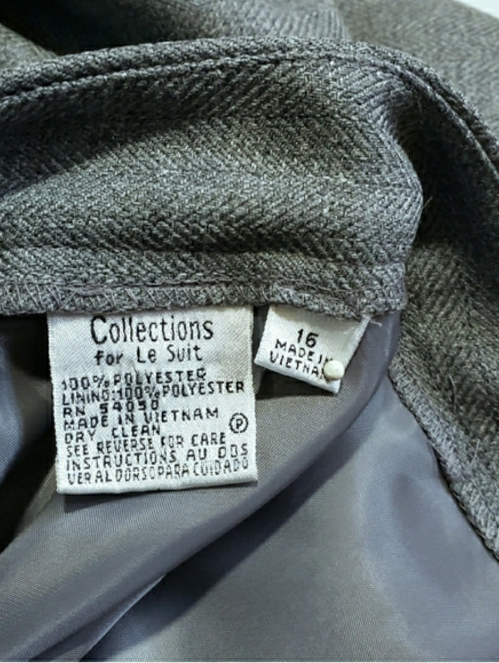 Le Suit Grey Blazer And Pant Suit Set Sz 16 - Picture 9 of 9